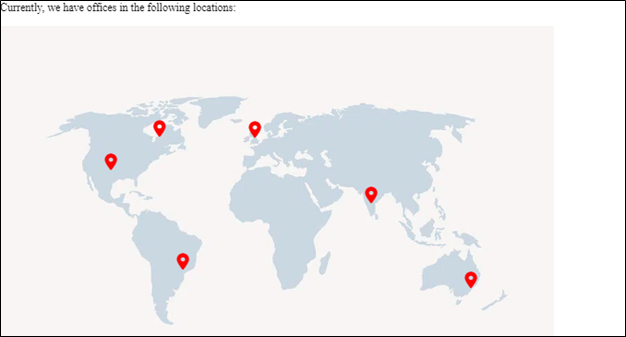 example of a map with 6 locations pins