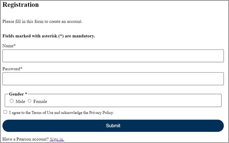 screenshot of a web form